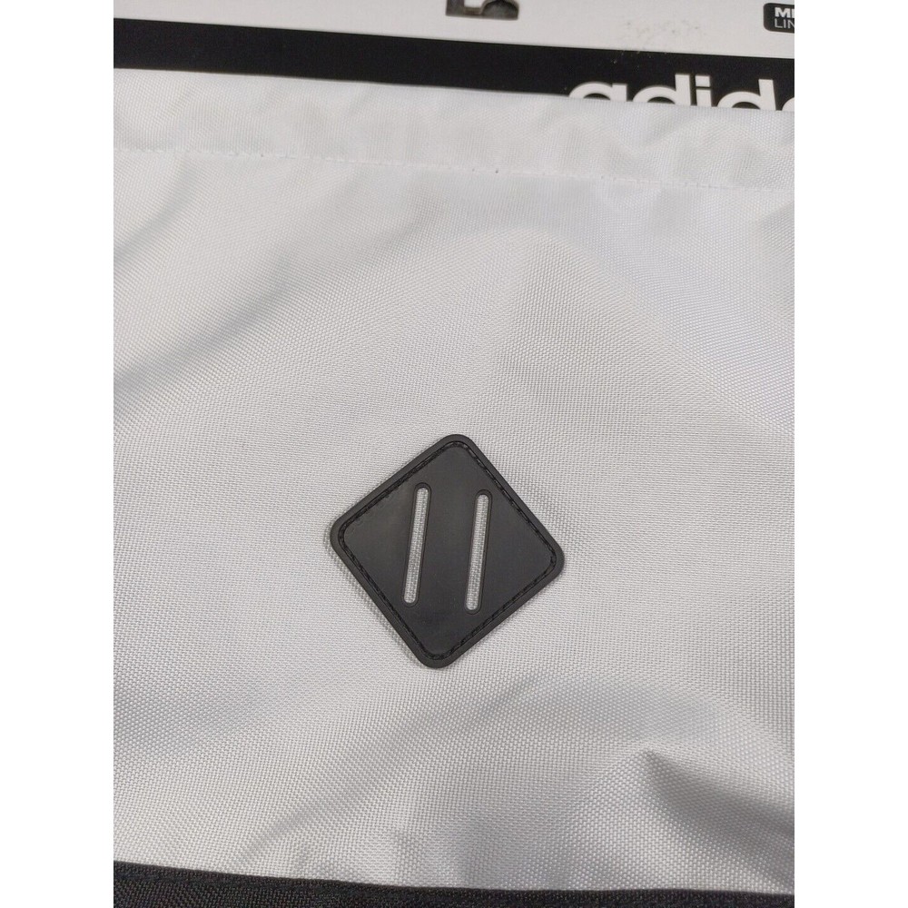 Adidas "Sack Pack" White Black - 18 X 14 Media Safe Lined Pocket New - Picture 6 of 9